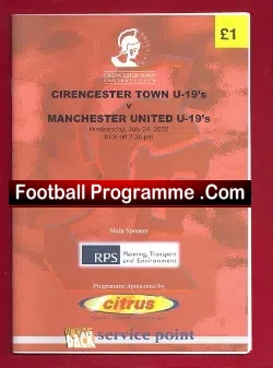 Cirencecester v Manchester United 2002 – U19’s + Team Sheet