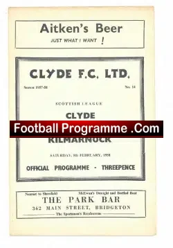 Clyde v Kilmarnock 1958