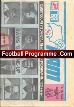 Derby County v Manchester United 1982 The Ram Football Newspaper
