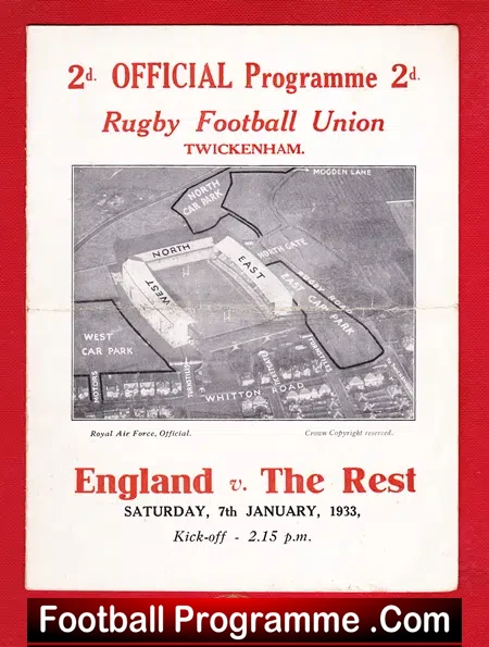 England Rugby v The Rest 1933 – Twickenham 1930s