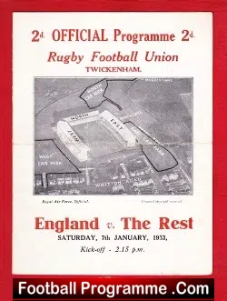 England Rugby v The Rest 1933 – Twickenham 1930s