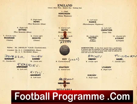 England v Bulgaria 1957 – Under 23 at Chelsea