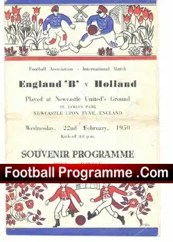 England v Holland 1950 – B International at Newcastle