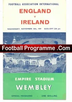 England v Ireland 1959 - football programme