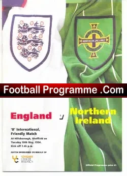 England v Northern Ireland 1994 – B international Hillsborough