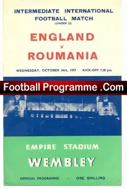 England v Romania 1957 – U23 Match Wembley