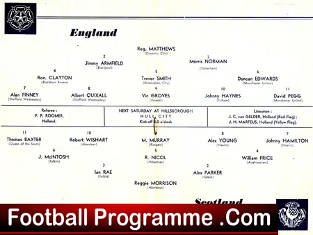 England v Scotland 1956 – Under 23 Sheffield Wed  Duncan Edwards