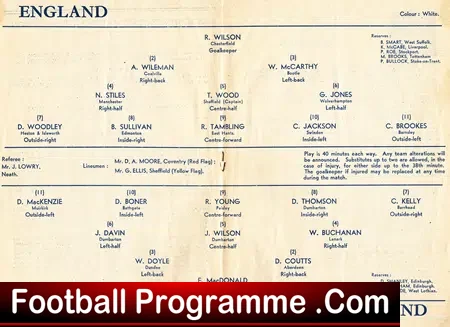 England v Scotland 1957 – at Hillsborough – Nobby Stiles 2