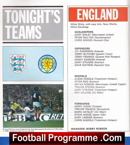 England v Scotland 1986 – Alex Ferguson Manager