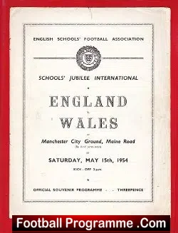 England v Wales 1954 – Schoolboys at Maine Road Manchester City