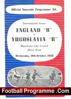 England v Yugoslavia 1955 – B International at Man City
