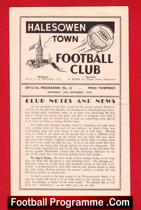 Halesowen Town v Lye Town 1949