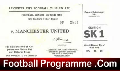 Leicester City v Manchester United 1970’s – Football Ticket