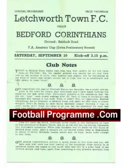 Letchworth Town v Bedford Corinthians 1949
