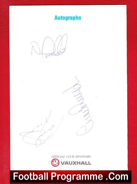 Luton Town v Manchester United 1990 + Official Menu Multi Signed