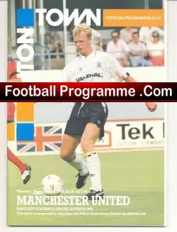 Luton Town v Manchester United 1990 + Official Menu Multi Signed