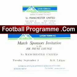 Luton Town v Manchester United 1990 – Match Sponsor Ticket