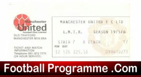 Manchester United Man Utd Season Ticket Book LMTB 1975 1976