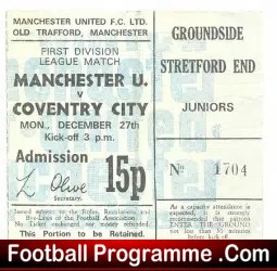 Manchester United v Coventry City 1971 – Ticket