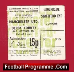 Manchester United v Derby County 1971 – Football Ticket