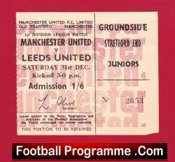 Manchester United v Leeds United 1966 – Football Ticket
