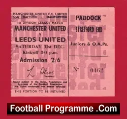 Manchester United v Leeds United 1966 – Football Ticket