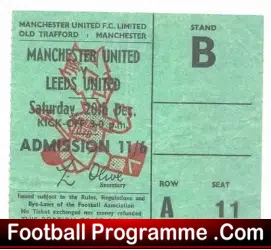 Manchester United v Leeds United 1969 – Ticket