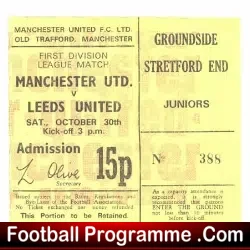 Manchester United v Leeds United 1971 – Football Ticket