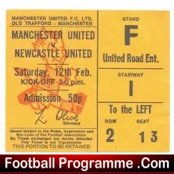 Manchester United v Newcastle United 1972 – Ticket