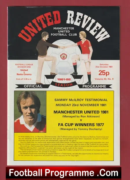 Manchester United v Notts County 1981 – Sammy McIlroy