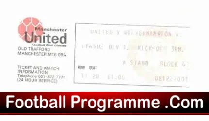Manchester United v Wolves 1975 – Ticket
