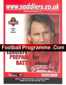 Walsall v Manchester United 2004 - Pre Season Friendly - football programme