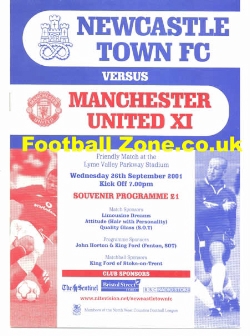 Newcastle Town v Manchester United 2001 Reserves Friendly Match