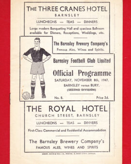 Barnsley v Bury 1947 – 1940s Old Football Programme