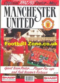 Manchester United Official Poster Mag 1992 - 1993