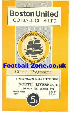 Boston United v South Liverpool 1974