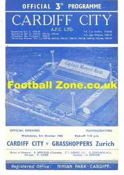 Cardiff City v Grasshoppers 1960 – New Floodlights