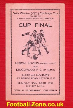 Albion Rovers v Kingswood 1939 – Cup Final – RARE