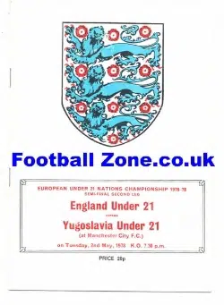 England v Yugoslavia 1978 - U21 International + Reid