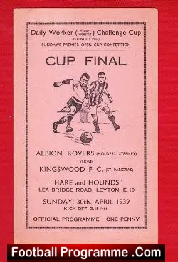 Albion Rovers v Kingswood 1939 – Cup Final – RARE