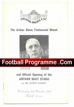 Arthur Rowe Testimonial Benefit Match Crystal Palace 1969 - football programme