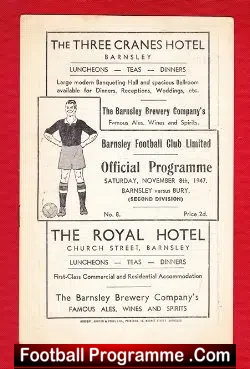 Barnsley v Bury 1947 – 1940s Old Football Programme