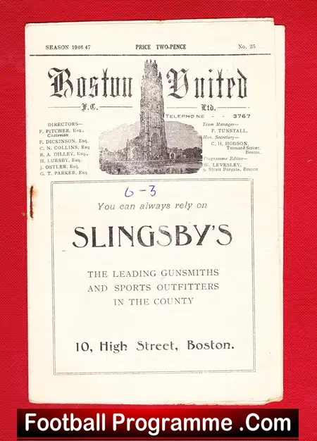 Boston United v Shrewsbury Town 1947 – 1940s Programme