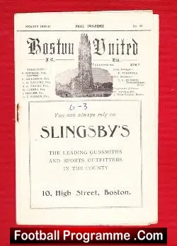 Boston United v Shrewsbury Town 1947 – 1940s Programme