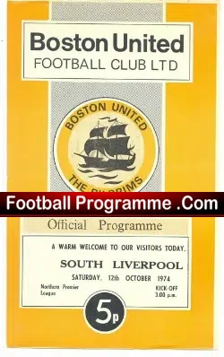 Boston United v South Liverpool 1974
