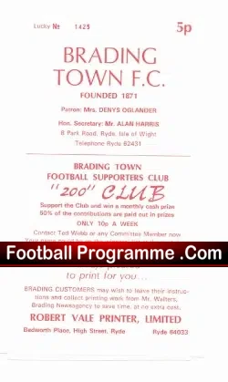 Brading Town v Royal Navy 1981