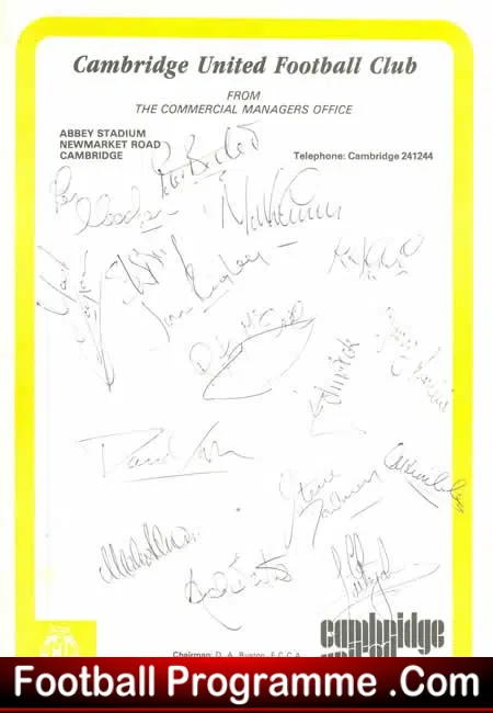 Cambridge United Football Letters – Autographed Signed