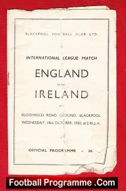 England v Ireland 1950 – at Blackpool to CLEAR