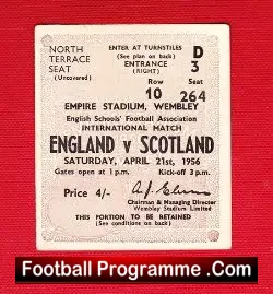 England v Scotland 1956 – School Boys Ticket Stub