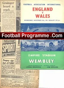 England v Wales 1956 + Articles
